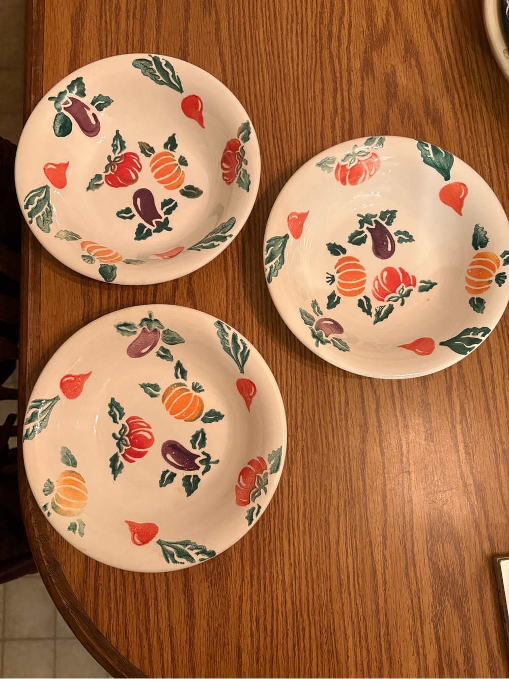 Ceramic Vegetable Pattern Dinner Bowls